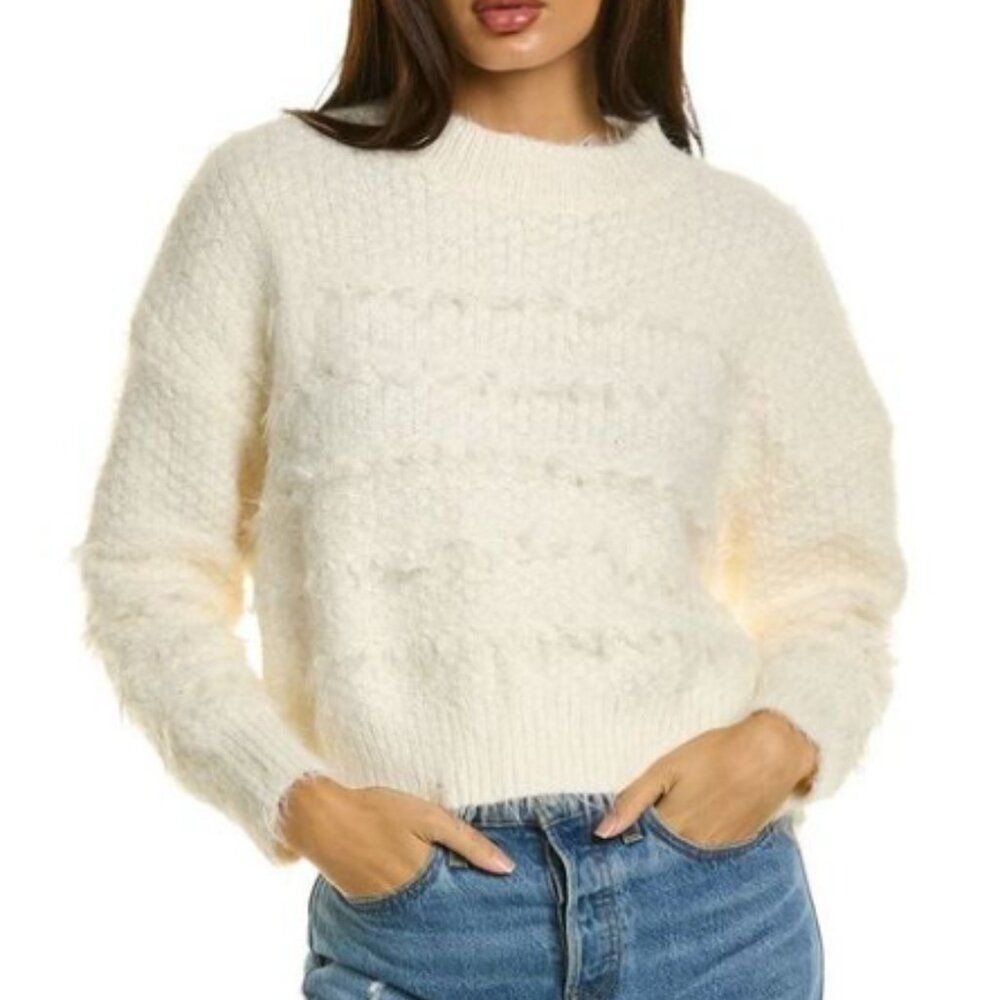NWT AREA STARS LEILA FUZZY EYELASH DOLMAN SLEEVE IVORY CREAM SWEATER SMALL